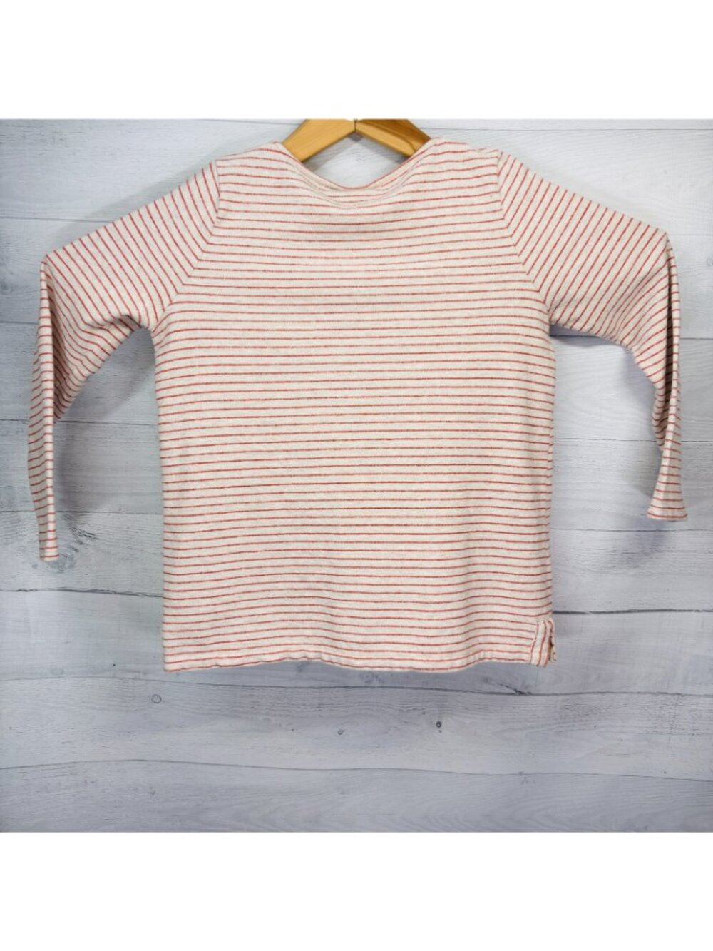 J. Jill French Terry Stripe Pullover Top Oatmeal Ginger 100% Cotton Size L - Picture 7 of 15